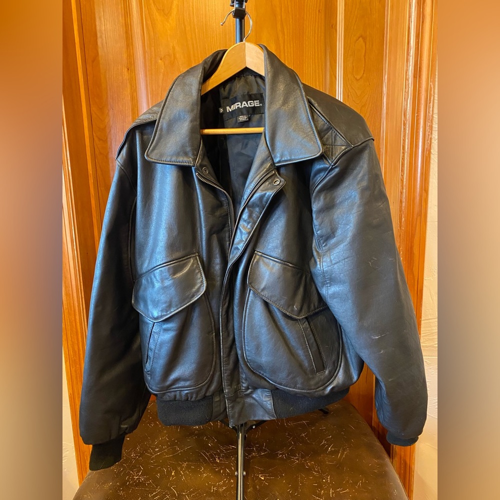 Mirage Black Heavyweight Leather Bomber Jacket